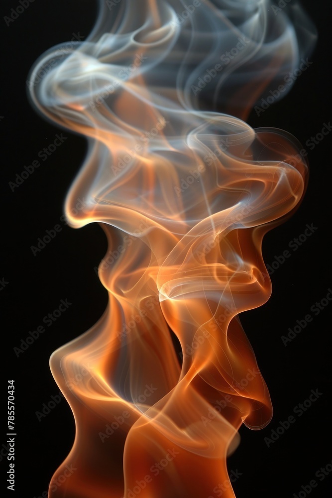 A close view of swirling smoke on a dark backdrop A close view of swirling smoke on a dark backdrop