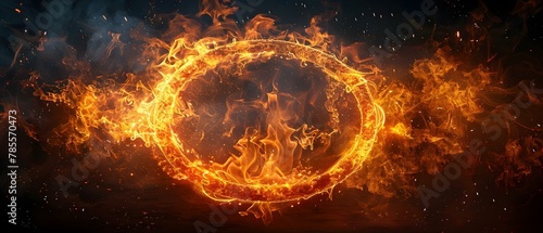Fiery Ring of Vigor - Essence of Minimalist Energy. Concept Minimalist Energy, Fiery Ring, Vigor, Essence, Energy