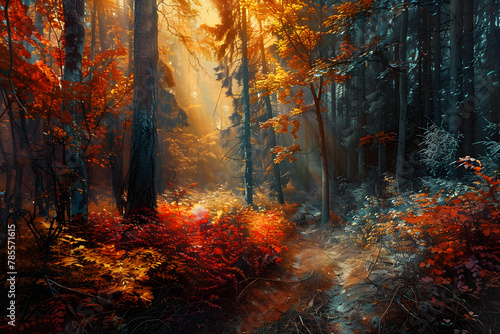Mesmerizing Autumnal Display in a Dense Forest - A Serene Journey © Evan