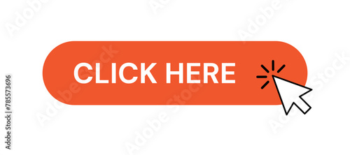 Click Here with Mouse Cursor Icon Button - Isolated on White Background