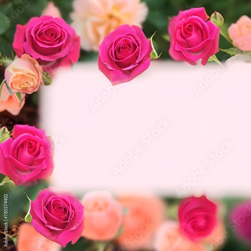 pink roses frame with copyspace,gentle pink rose isolated, beautiful pink rose flowers isolated on white background
