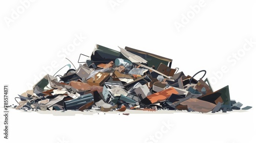 pile of scrap metal and junk waste isolated on white background recycling and environmental pollution concept vector illustration