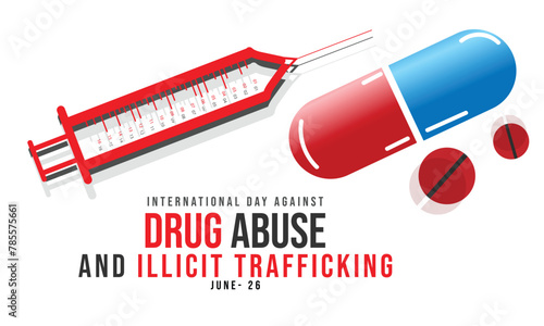 International day against drug abuse and illicit trafficking. background, banner, card, poster, template. Vector illustration.