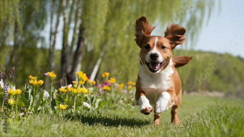 jack russell terrier running, happy dog photo