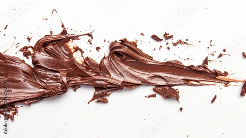 Elegant Streak of Chocolate Butter on White Backdrop Generative AI