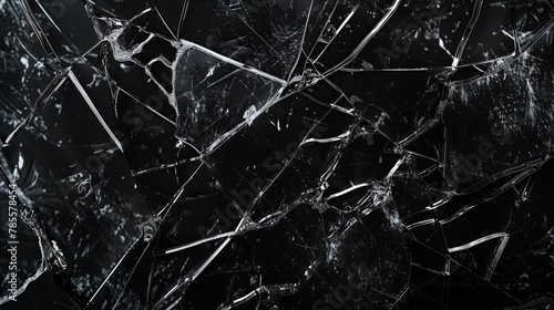 shattered glass texture on black background sharp shards and cracks creating dramatic effect