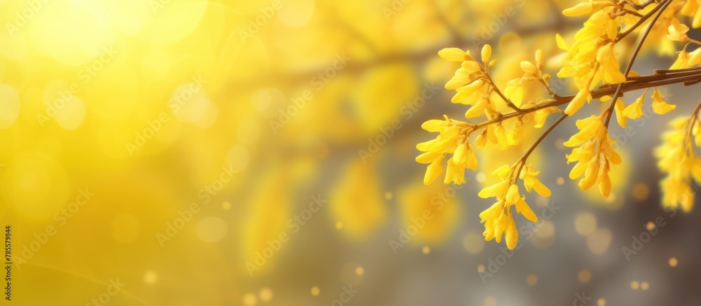 yellow spring flowers on sunlight background yellow spring flowers on sunlight background