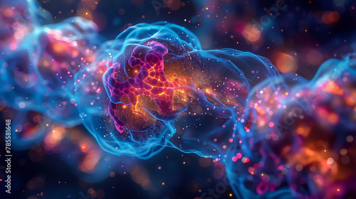 A futuristic MRI harnesses nuclear radiation to peer deep within tissues the vibrant 3D images capturing the dance of atoms and cells a leap forward in diagnostic science. Generative ai. photo