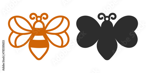 Two layered vector design with bee for earrings, pendant or keychain. Jewelry silhouette laser cut template. Cnc cutting with metal, wood or leather