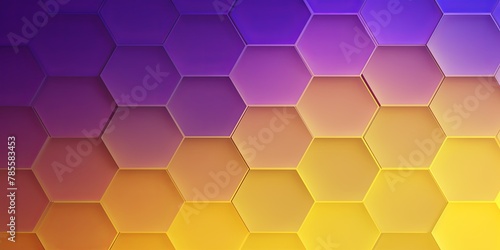 Violet and yellow gradient background with a hexagon pattern in a vector illustration