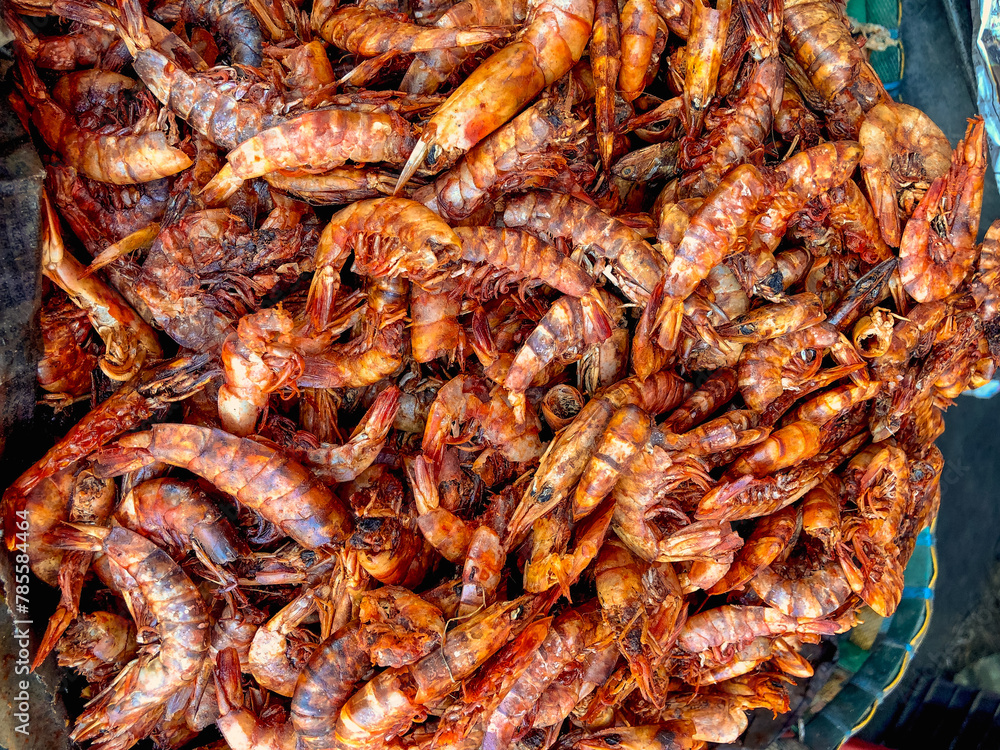Dry shrimp displayed in a store Dry shrimp displayed in a store