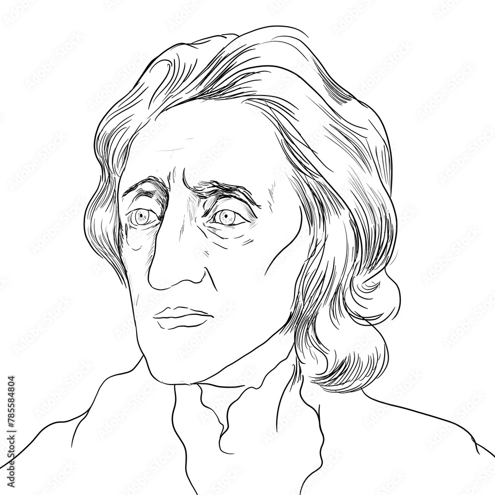 Realistic illustration of British philosopher and physicist John Locke Realistic illustration of British philosopher and physicist John Locke