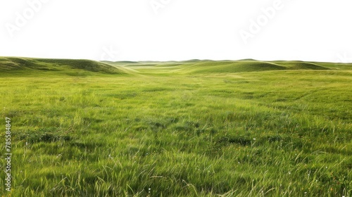 Lush green grass field for product montages and displays against white backdrop.