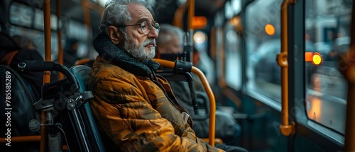 Compassionate Bus Driver Assists Passengers  Ensuring Comfort and Safety. Concept Public Transport  Commute Safety  Passenger Assistance  Compassionate Service