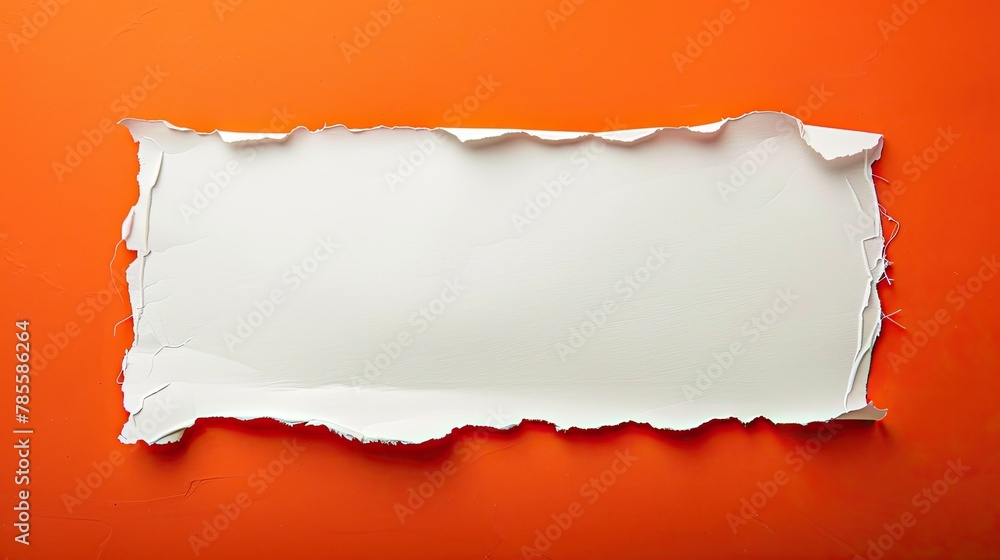 A torn paper revealing a white space against an orange background A torn paper revealing a white space against an orange background