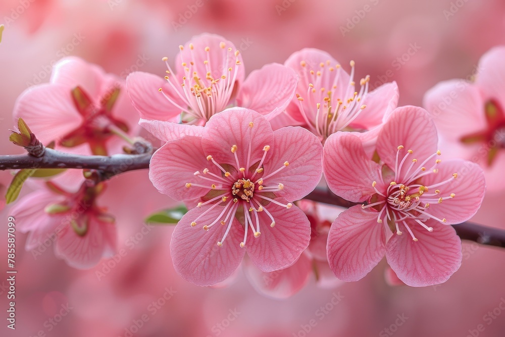 Vibrant blossoms of pink cherry flowers highlighting the beauty and renewal associated with spring Vibrant blossoms of pink cherry flowers highlighting the beauty and renewal associated with spring