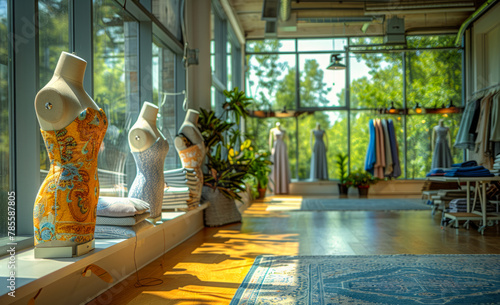 Mannequins and clothes in shop photo