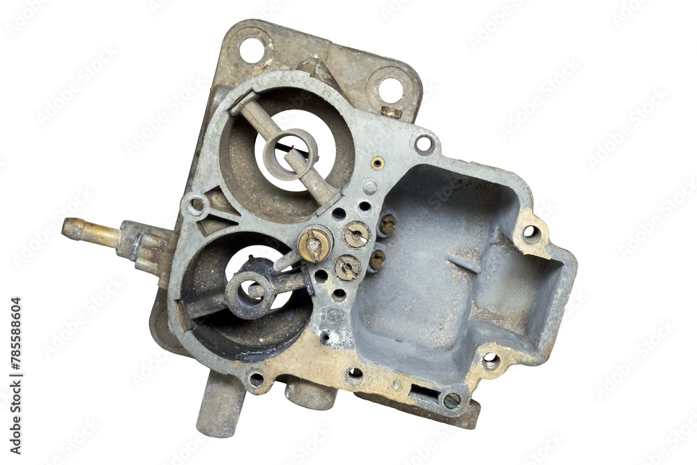 float bowl of carburetor. showing dual chambers with main and boost