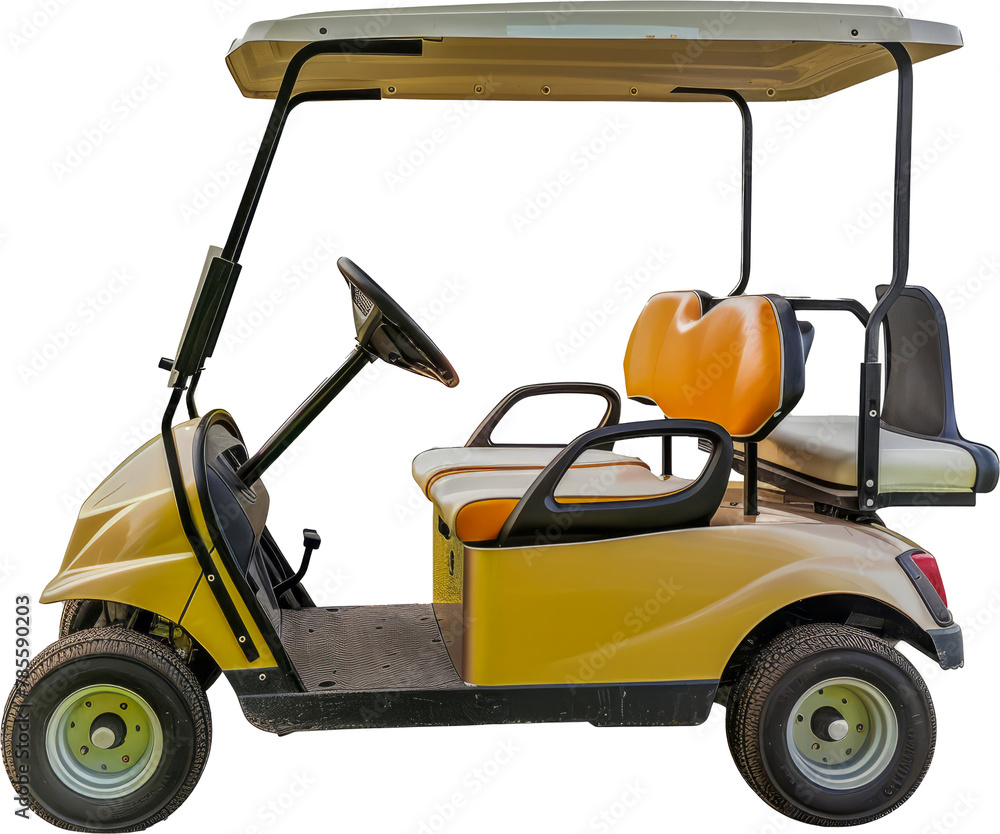 Golf cart side view isolated cut out png on transparent background