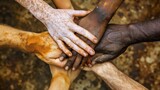 Diverse Hands Together. Celebrating Unity and Inclusion