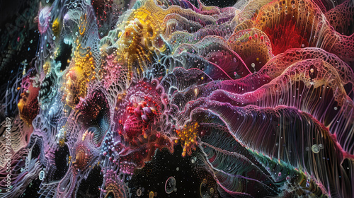 Produce a visually captivating image showcasing the intricate connection between art and science in collective dream weaving