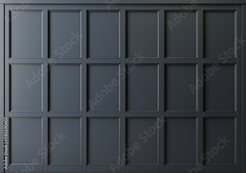 Wood panel cabinet blue background