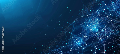 Abstrakte Technologie Hintergrund mit leuchtenden Punkten und Linien auf einer blauen Farbe, digitale Netzwerk-Konzept-Banner für Business-Präsentation Design Vektor-Illustration 
