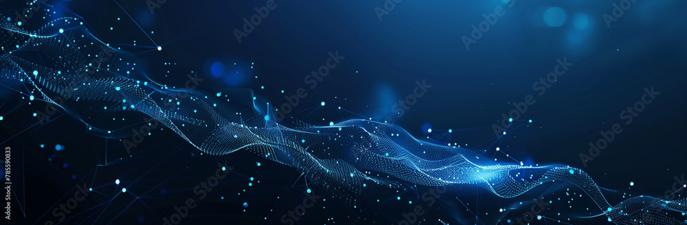 Fototapeta premium Abstrakte Technologie Hintergrund mit leuchtenden Punkten und Linien auf einer blauen Farbe, digitale Netzwerk-Konzept-Banner für Business-Präsentation Design Vektor-Illustration 