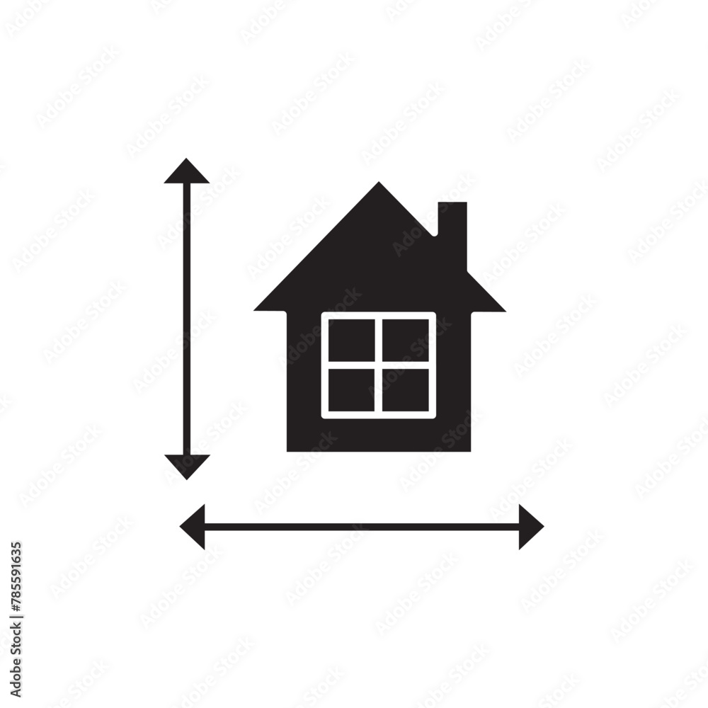 House measurement icon design, isolated on white background, vector illustration