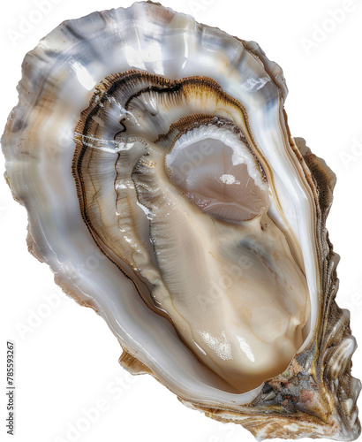 Open oyster with pearl on isolated cut out png on transparent background photo