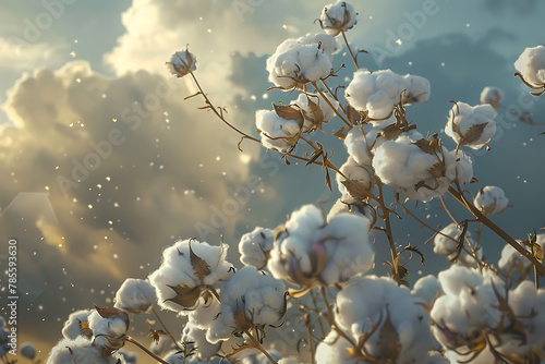 A high-quality close-up of fresh, fluffy cotton bolls showcasing the natural texture, purity, and organic quality of the cotton against a neutral background photo