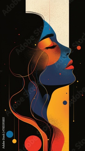 woman head flat illustration design