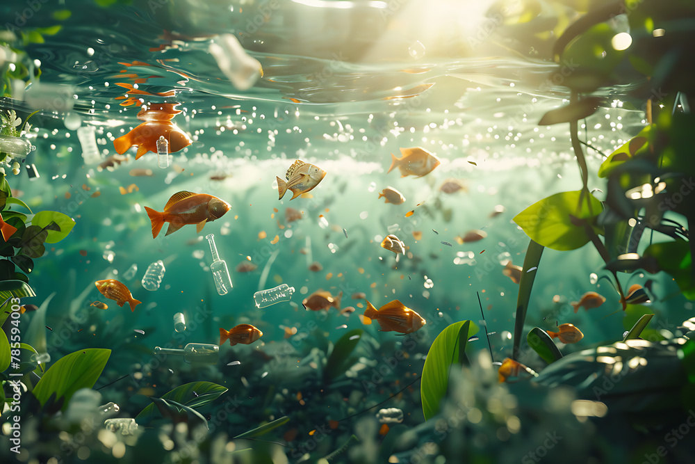 A compelling depiction of the environmental impact of plastic waste on the ocean, highlighting the need for eco-friendly solutions and urgent action against pollution. A compelling depiction of the environmental impact of plastic waste on the ocean, highlighting the need for eco-friendly solutions and urgent action against pollution.