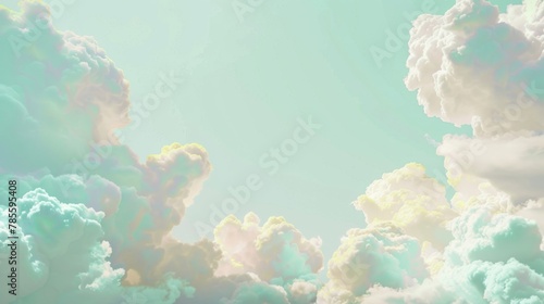 Dreamy Pastel Cloudscape with Serene Turquoise Sky