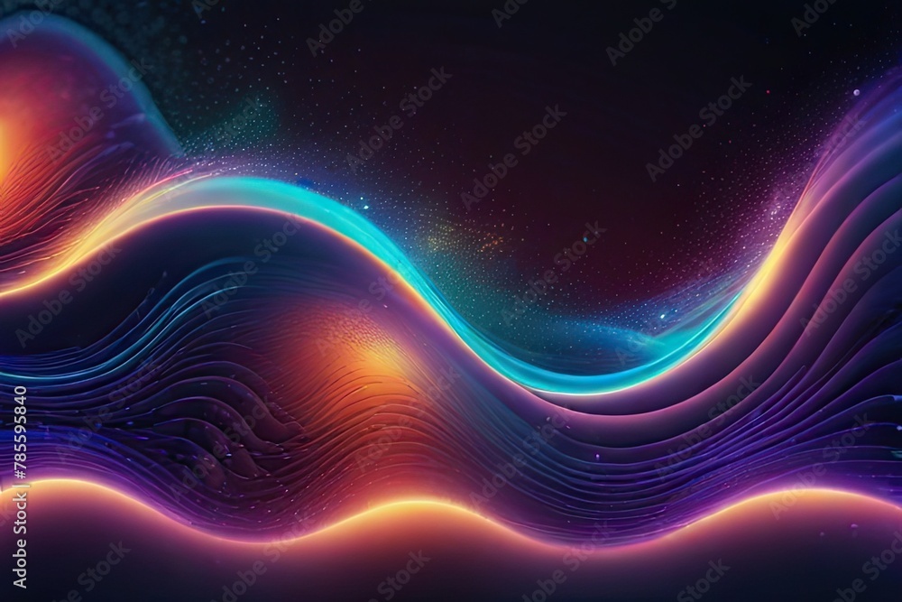 fractal burst background Mesmerizing Waves of Neon Light An Abstract . - obrazy, fototapety, plakaty 