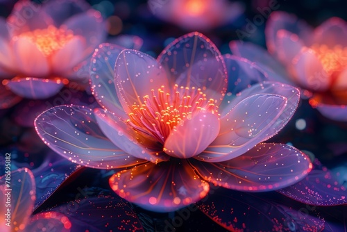 Enchanting Floral Dream in Neon Hues Generative AI