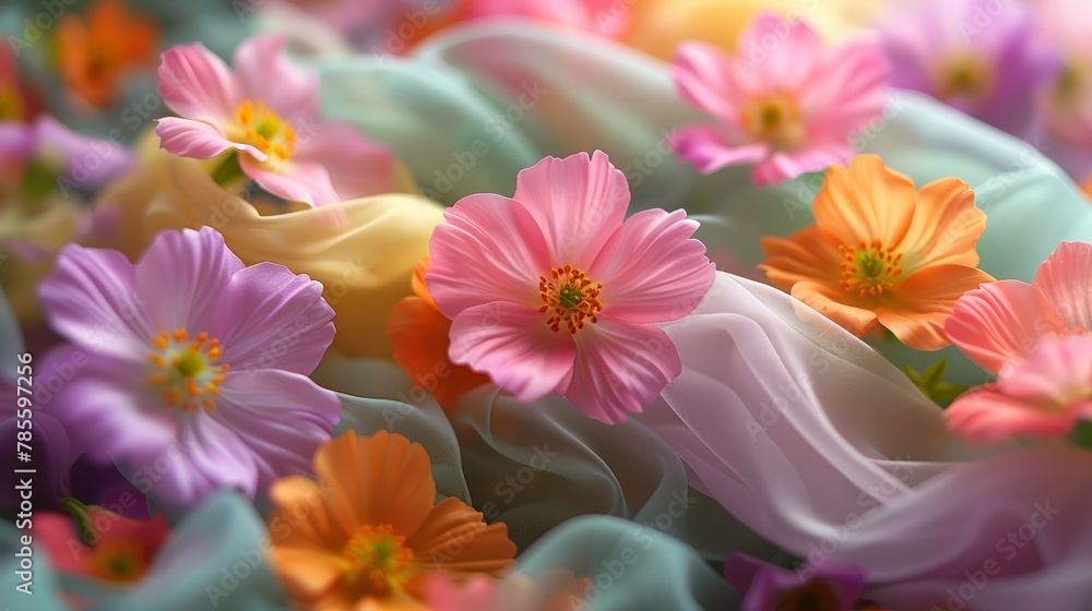 Vibrant Floral Tapestry: Delicate Pastel Blooms Generative AI