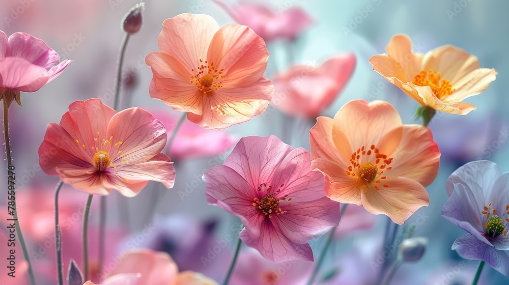 Fototapeta premium Vibrant Floral Pattern with Pastel Hues Generative AI