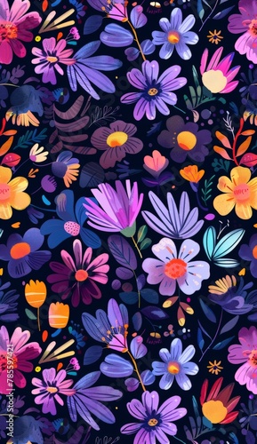 Wallpaper Mural Stylized Floral Artwork Generative AI Torontodigital.ca