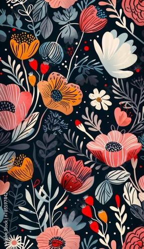 Stylized Floral Motif Design Generative AI