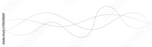 Thin line wavy abstract vector background. Curve wave seamless pattern. Line art striped graphic template. Vector illustration.