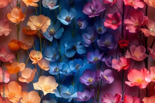 Vibrant Gradient Floral Botanical Texture Generative AI