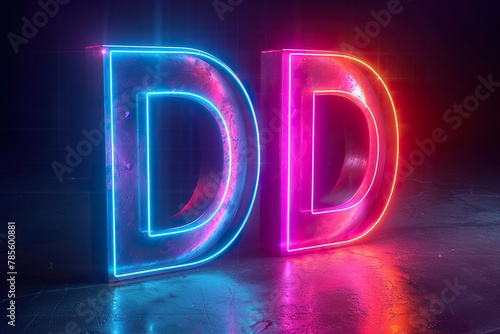 colorful glowing outline alphabet symbol on blue lens isolated white background