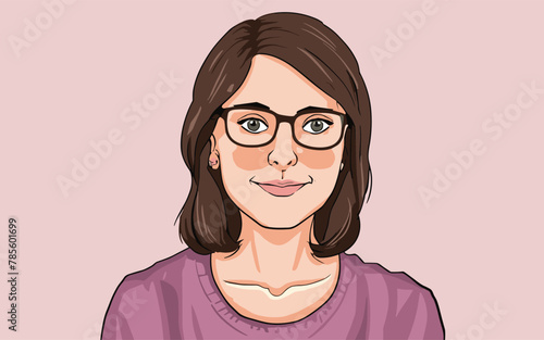 woman with glasses cartoon style profile avatar picture