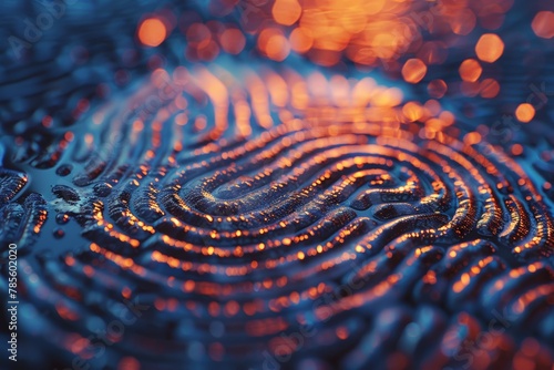 A close up of a fingerprint with a blue and orange background #785602020