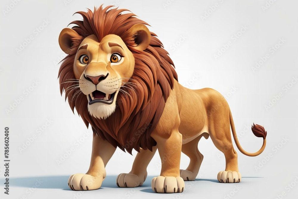 Obraz premium Cartoon lion on a white background