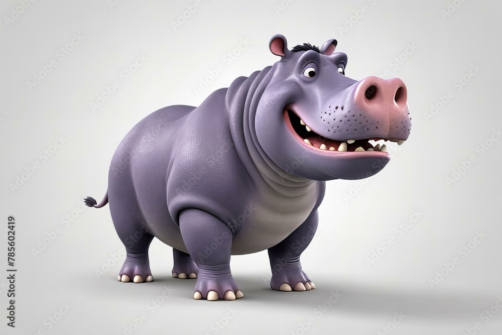 Cartoon hippopotamus on a white background Cartoon hippopotamus on a white background