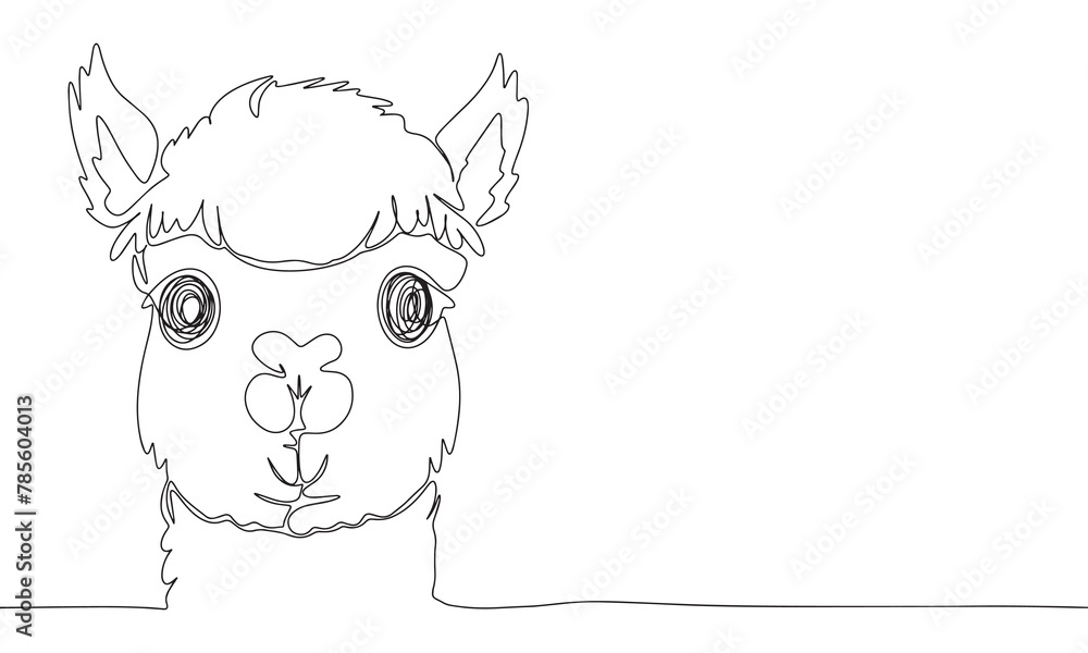 Obraz premium Alpaca one line continuous. Line art Alpaca. Hand drawn vector art.