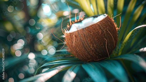Close Up of a Coconut on a Tree