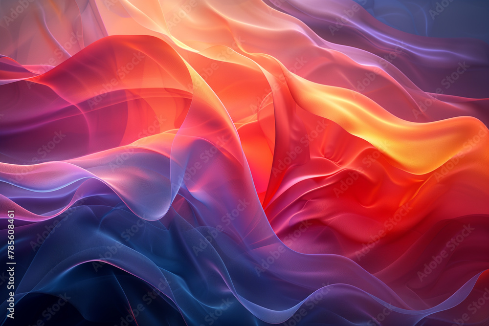 Glass translucent wavy composition with gradient transition on dark background Glass translucent wavy composition with gradient transition on dark background